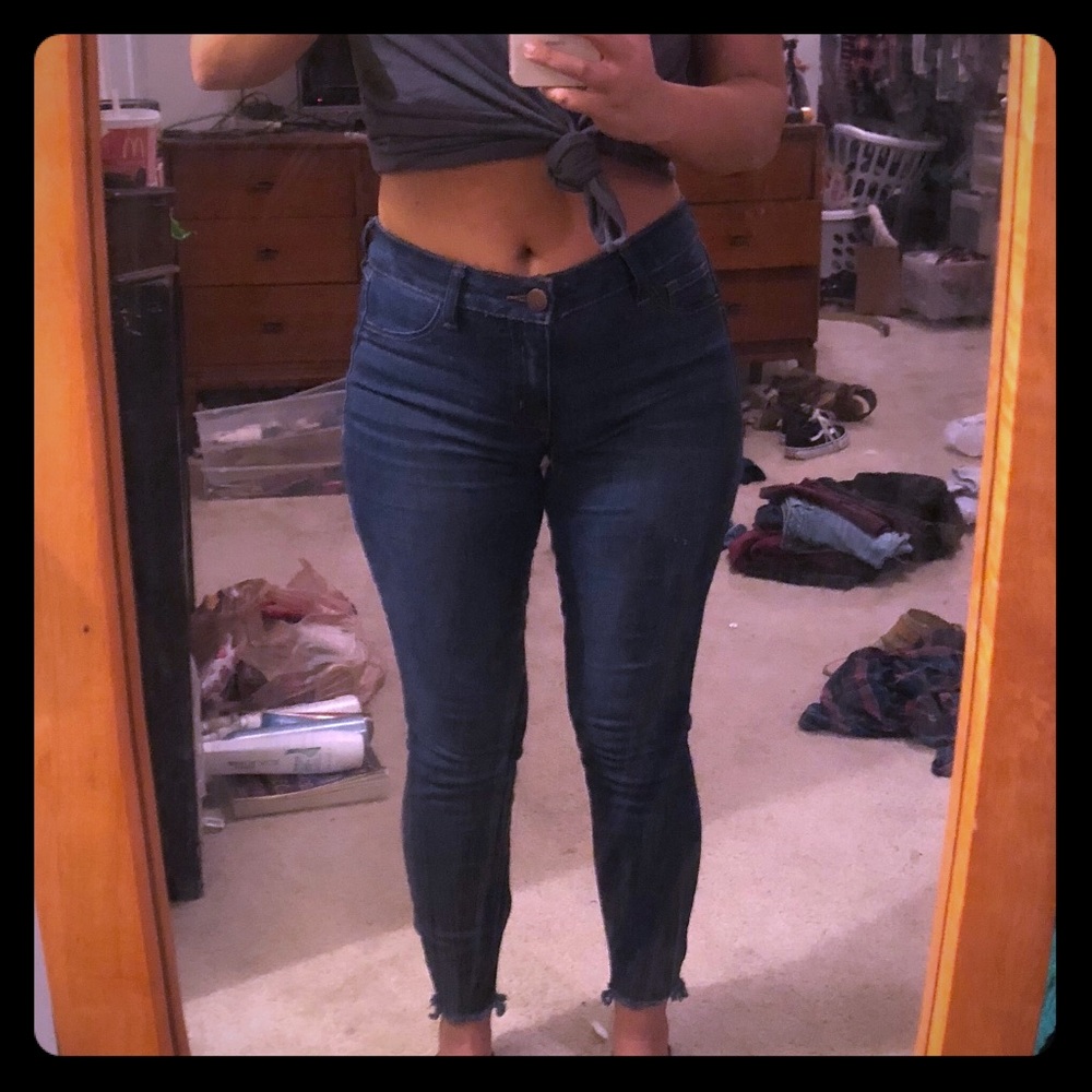 Mid rise ankle skinny jeans